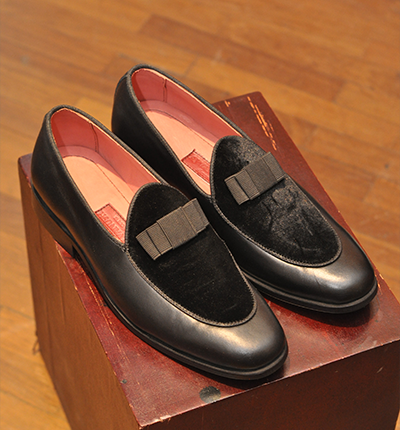AJV BELGIAN LOAFER BLACK LEATHER & VELVET